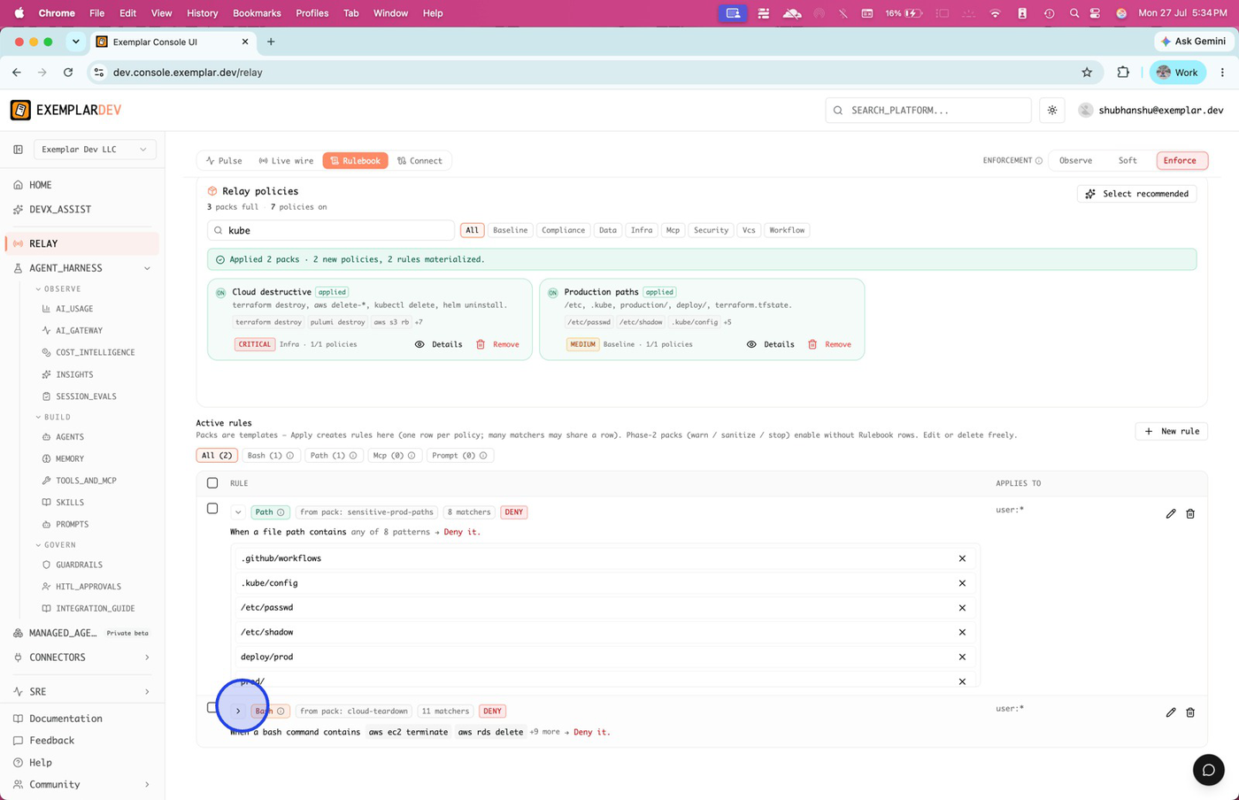 Edit rule with bash matchers and deny action
